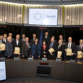 The signing of the agreement to host a petascale system at IT4Innovations, co-funded by the EuroHPC Joint Undertaking (November 2019)