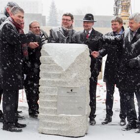 The ceremonial tapping of the foundation stone (January 2013)